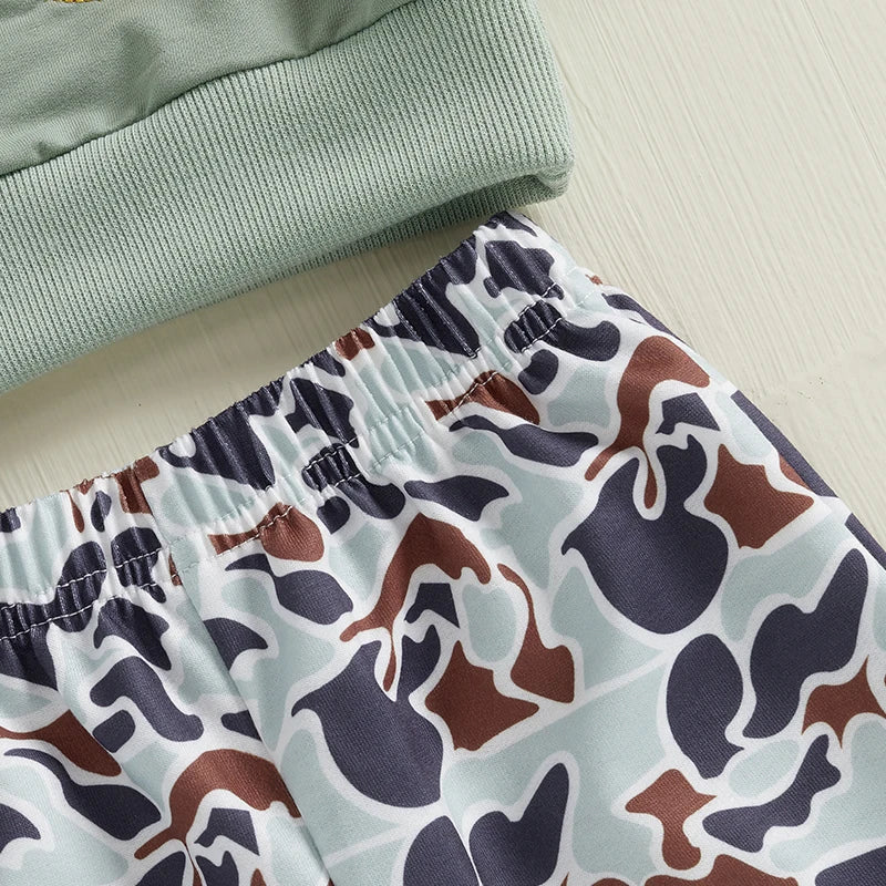 Pudcoco Toddler Winter Fleece Bear Print Hoodie Set