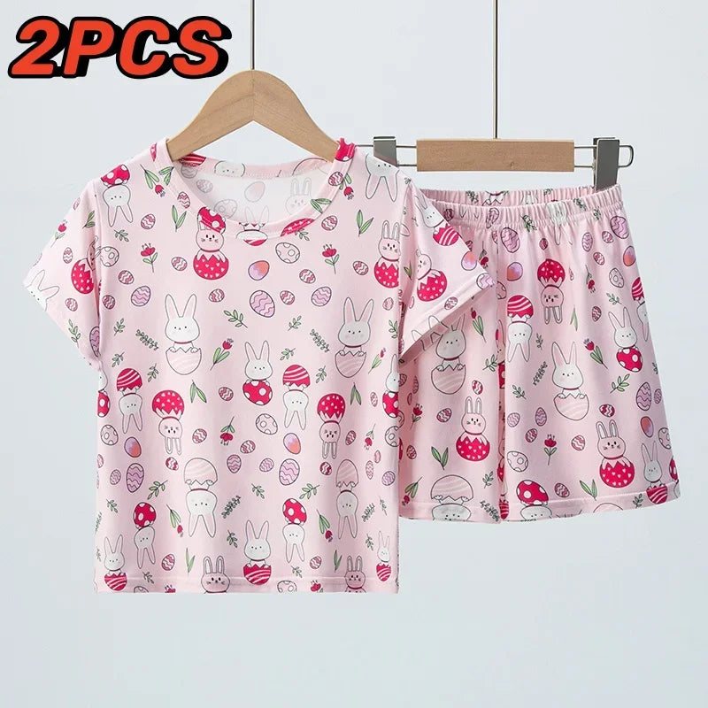 Unisex Elephant Print Two Piece Summer Set For Kids
