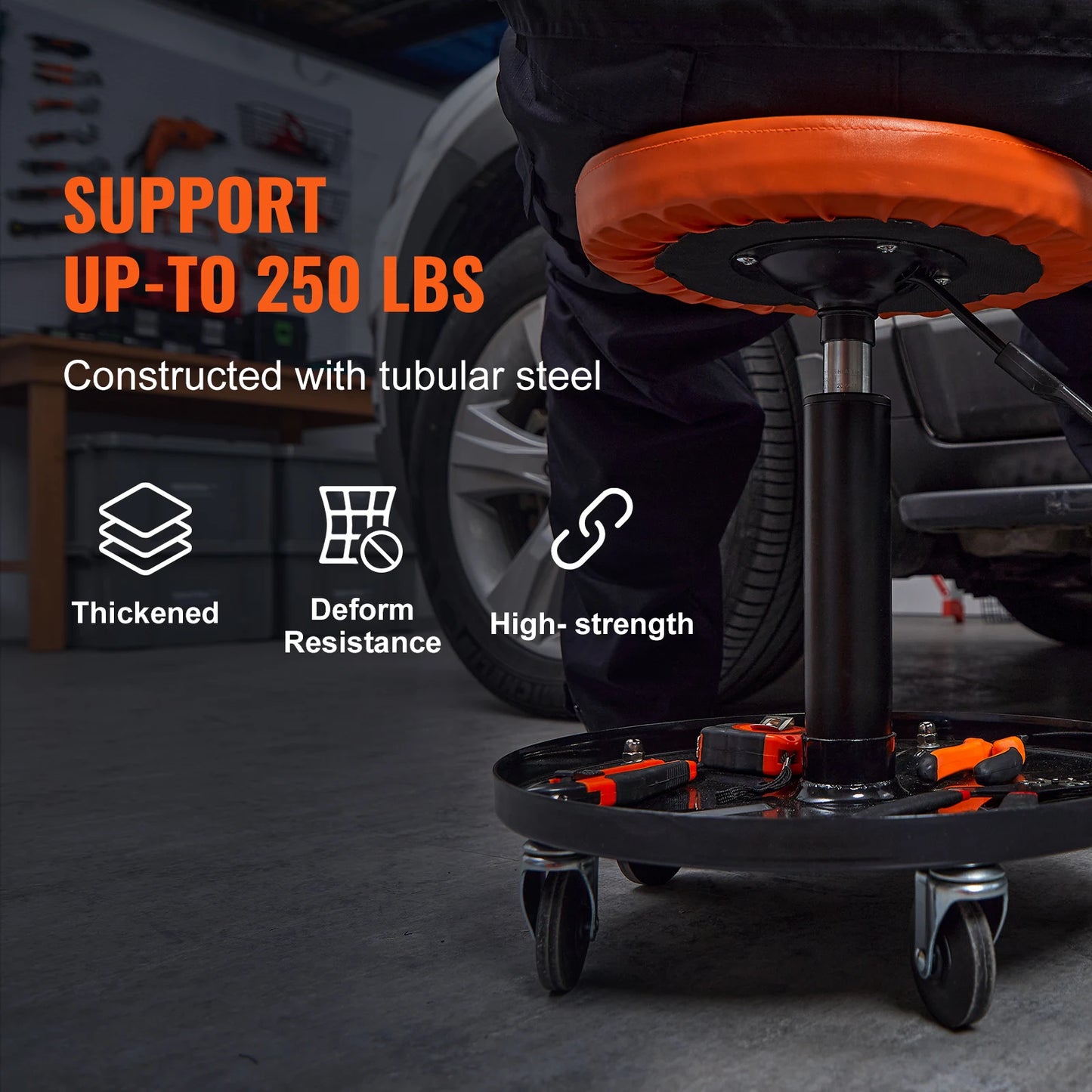 SucceBuy Mechanic Stool Padded Rolling Pneumatic Creeper For Garage Repair