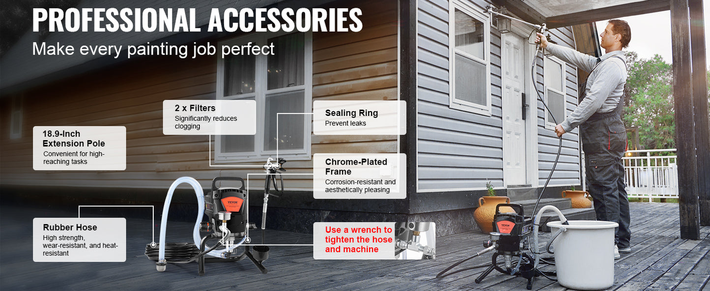 SucceBuy Airless Paint Sprayer 750W 3000 PSI High Efficiency Electric