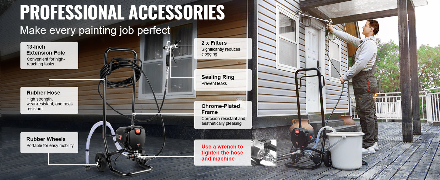 SucceBuy Airless Paint Sprayer 750W 3000 PSI High Efficiency Electric