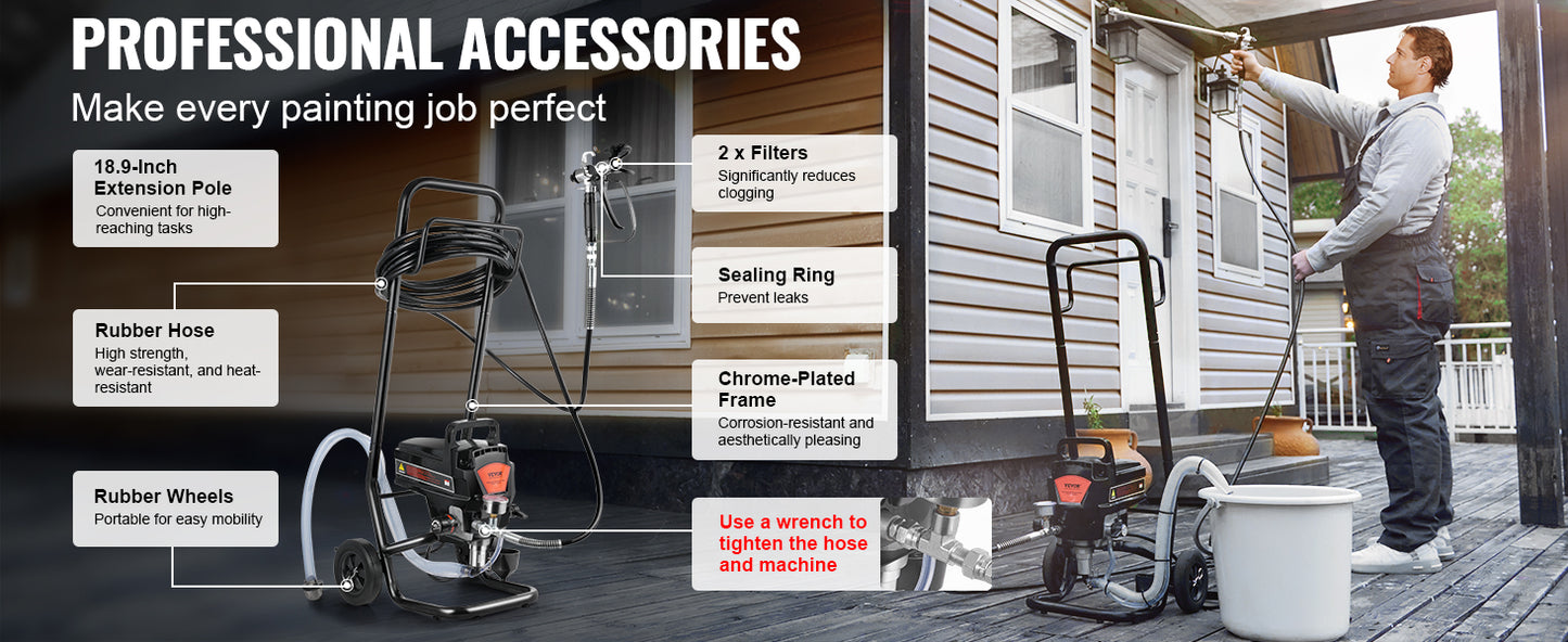 SucceBuy Airless Paint Sprayer 750W 3000 PSI High Efficiency Electric