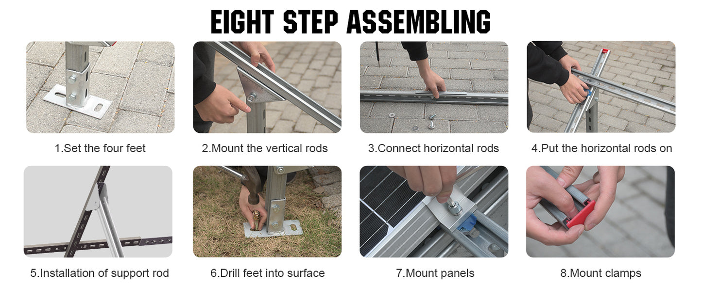 ECO-WORTHY Upgraded Solar Ground Mount Brackets Kit For 4x200W Or 3x300W Panels