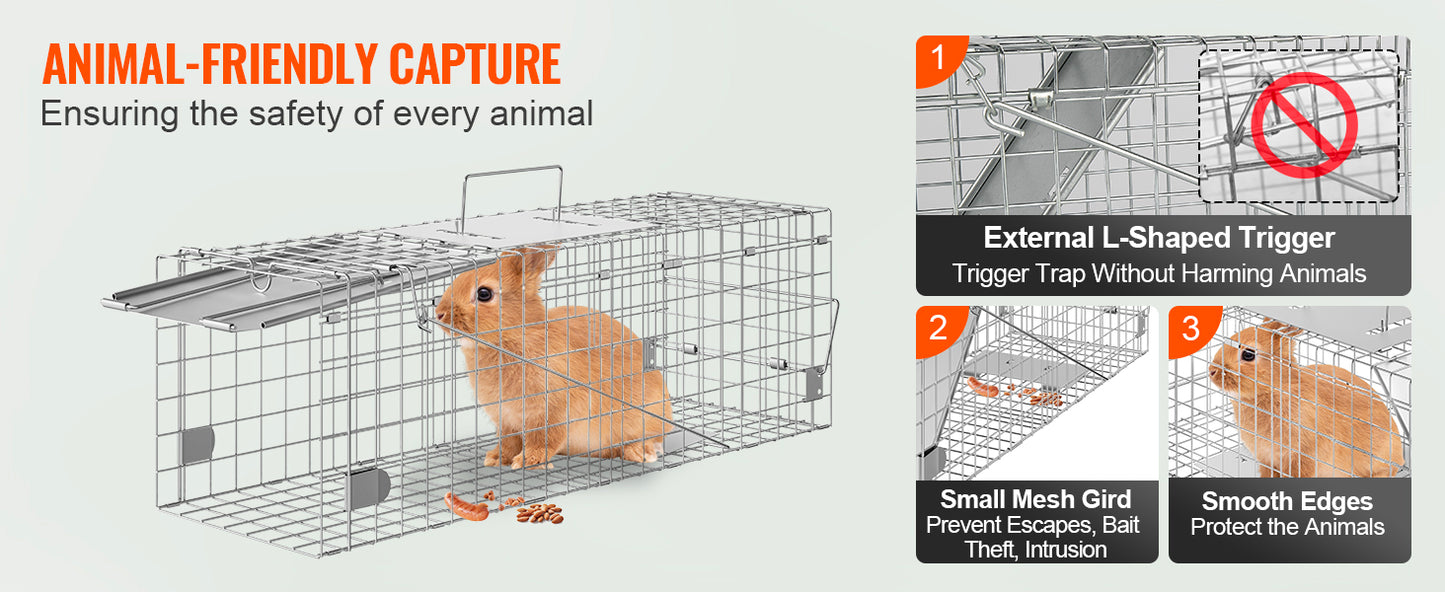 SucceBuy Foldable Live Animal Cage Trap with Handle for Cats