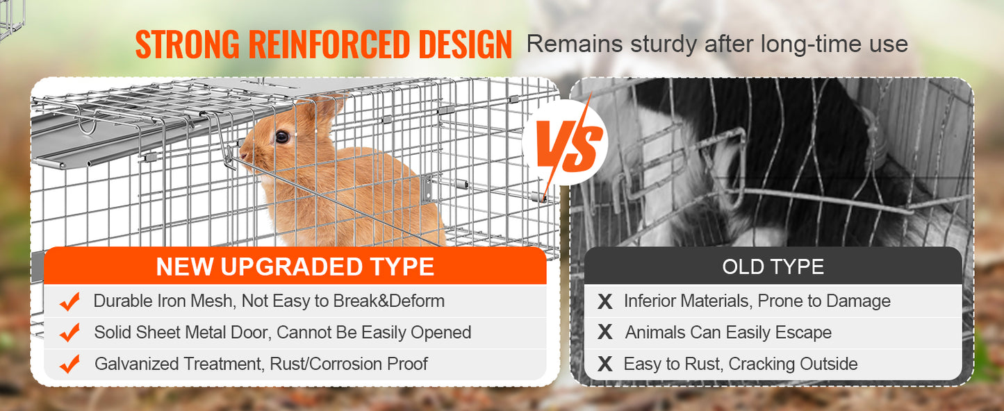 SucceBuy Foldable Live Animal Cage Trap with Handle for Cats