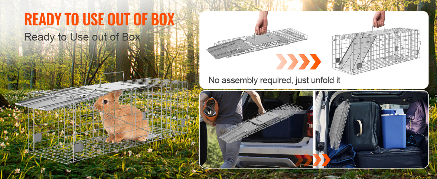 SucceBuy Foldable Live Animal Cage Trap with Handle for Cats