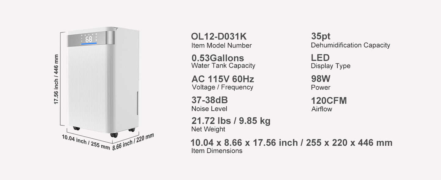 SucceBuy 52 Pint Dehumidifier For Home Basement Smart Humidity Control