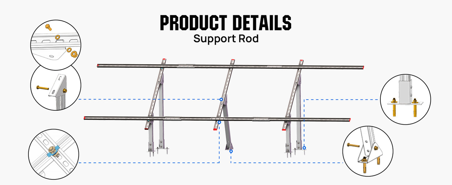 ECO-WORTHY Upgraded Solar Ground Mount Brackets Kit For 4x200W Or 3x300W Panels
