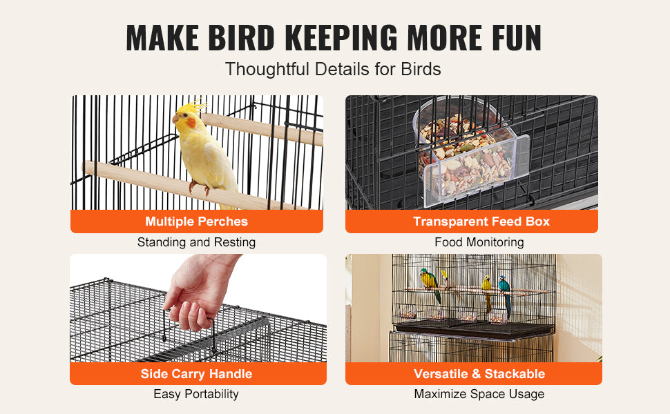 SucceBuy Flight Bird Cage Travel Stackable Divided Cage With Handle