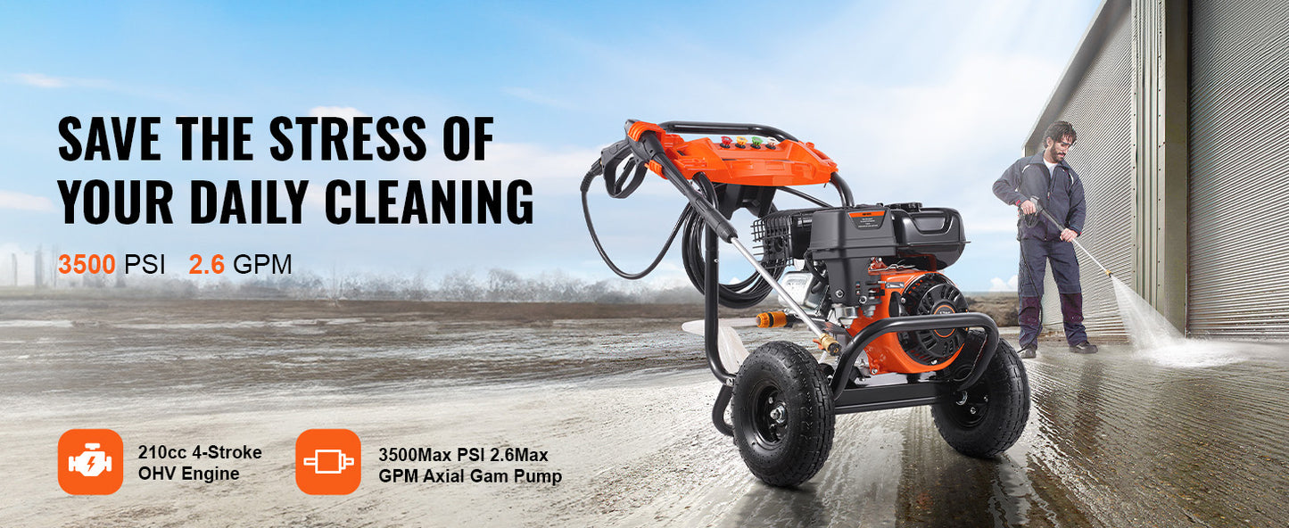 Succebuy Gas Pressure Washer 3500 PSI 2.6 GPM Aluminum Pump