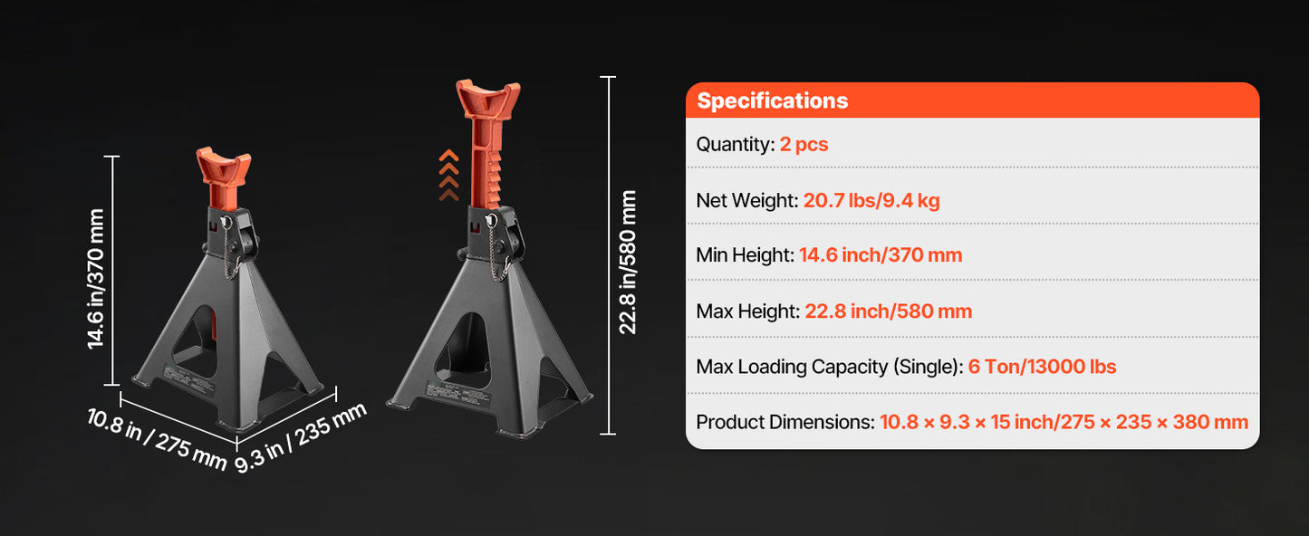 SucceBuy 3 Ton 6 Ton Heavy Duty Jack Stands Locking