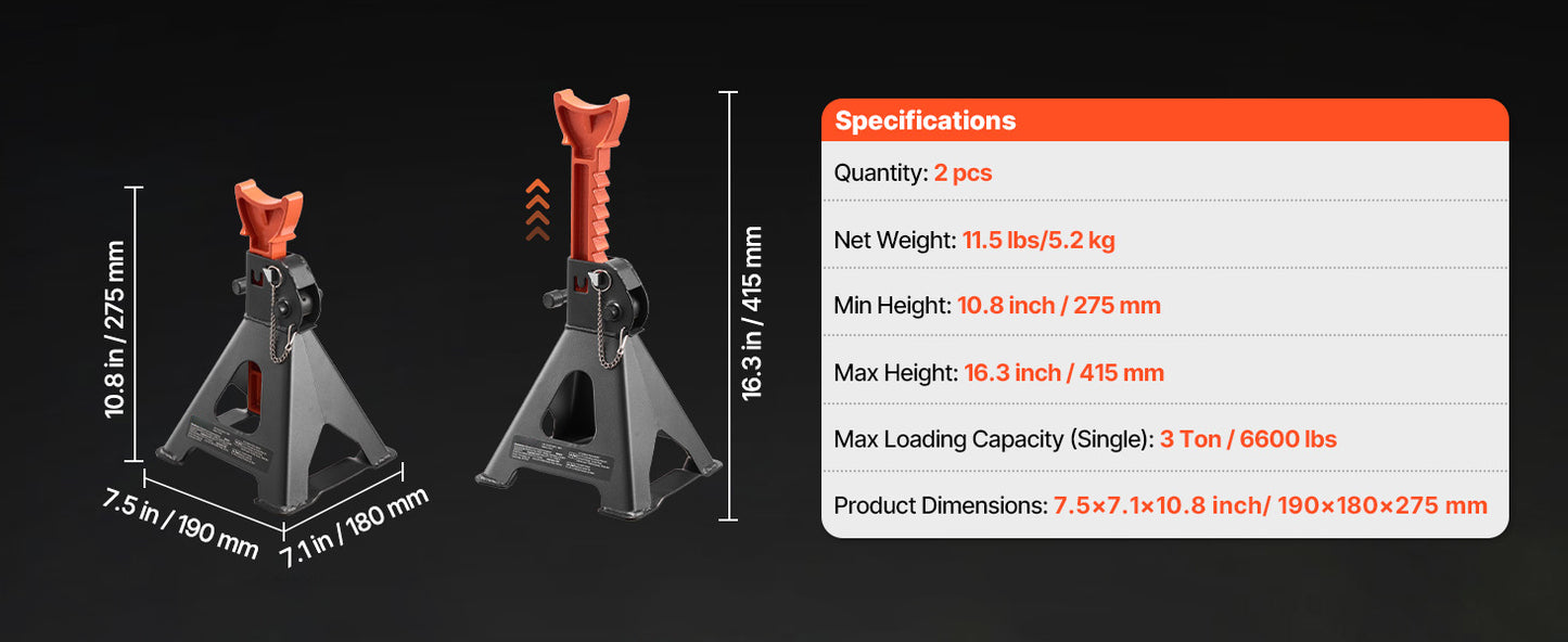 SucceBuy 3 Ton 6 Ton Heavy Duty Jack Stands Locking