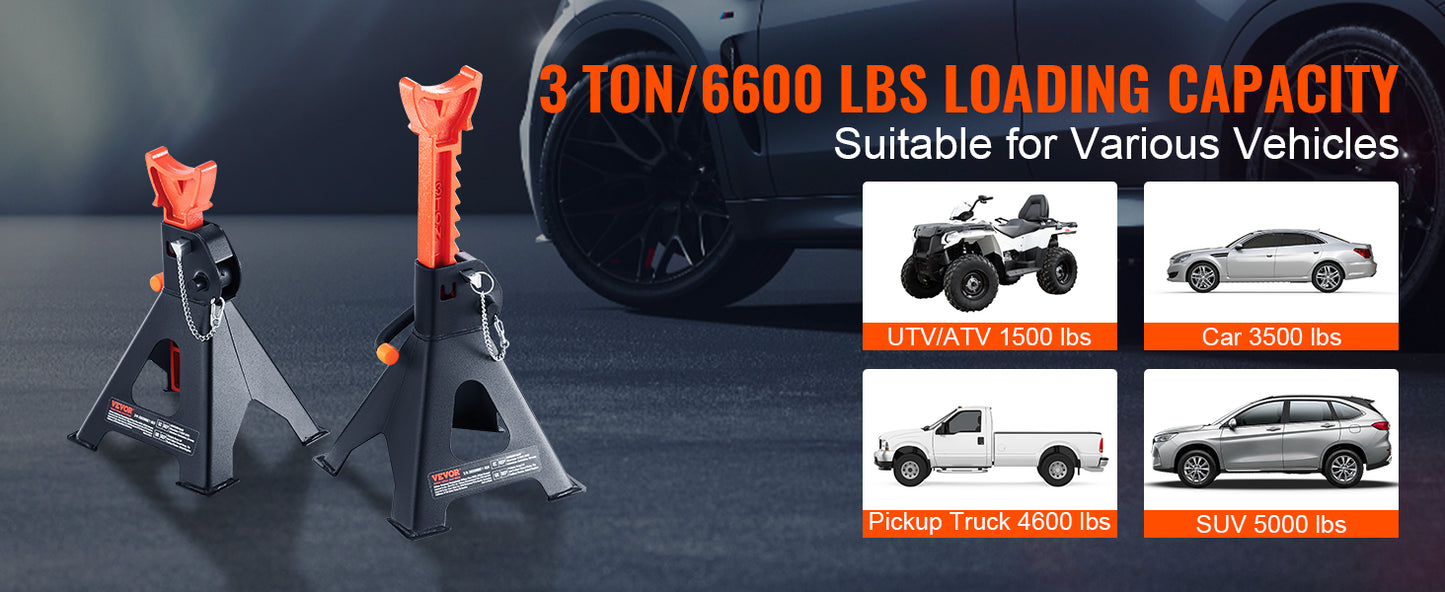 VEVOR Jack Stands 3 To 6 Ton Capacity Double Locking