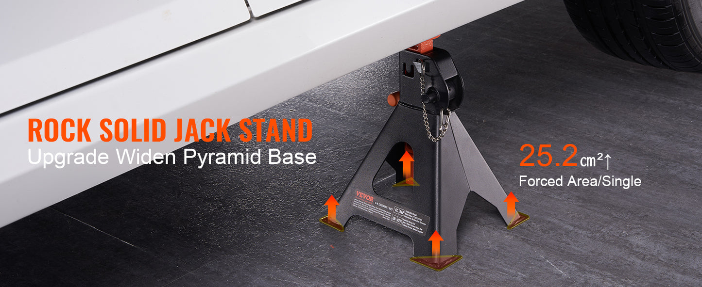 VEVOR Jack Stands 3 To 6 Ton Capacity Double Locking