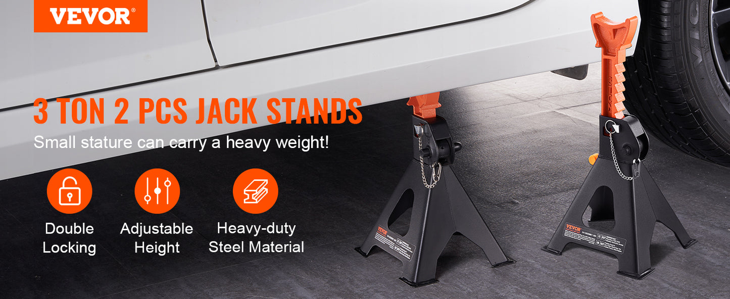 VEVOR Jack Stands 3 To 6 Ton Capacity Double Locking