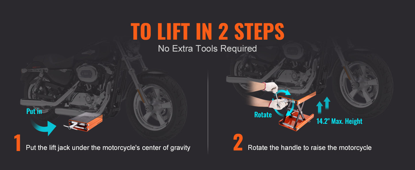 SucceBuy Motorcycle Lift Scissor Lift With Wide Deck Safety Pin
