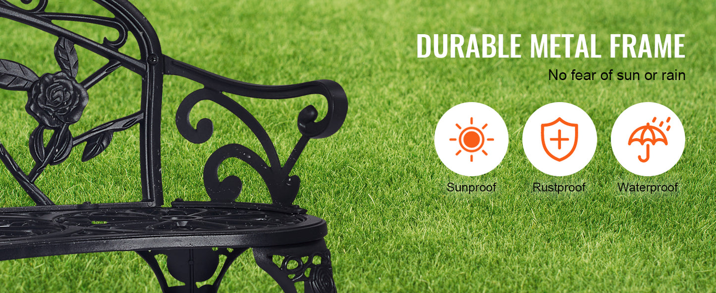 SucceBuy Outdoor Wooden Metal Garden Bench Load Capacity 480 Lb