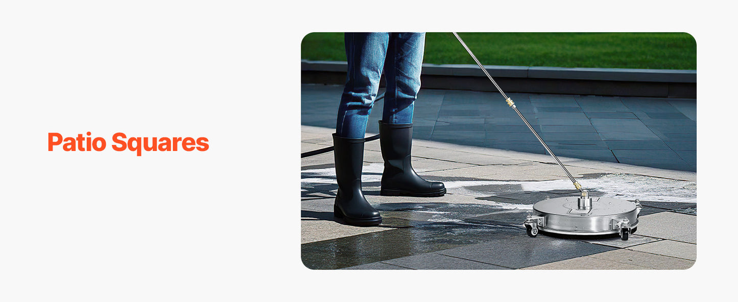 VEVOR Pressure Washer Surface Cleaner PE Stainless Steel Attachments 4 Wheels