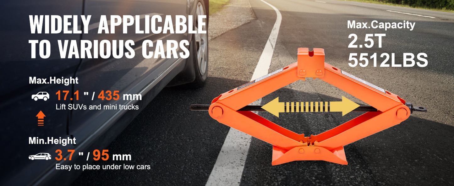 SucceBuy Scissor Jack 2.5 Ton Lift For Cars SUVs Portable