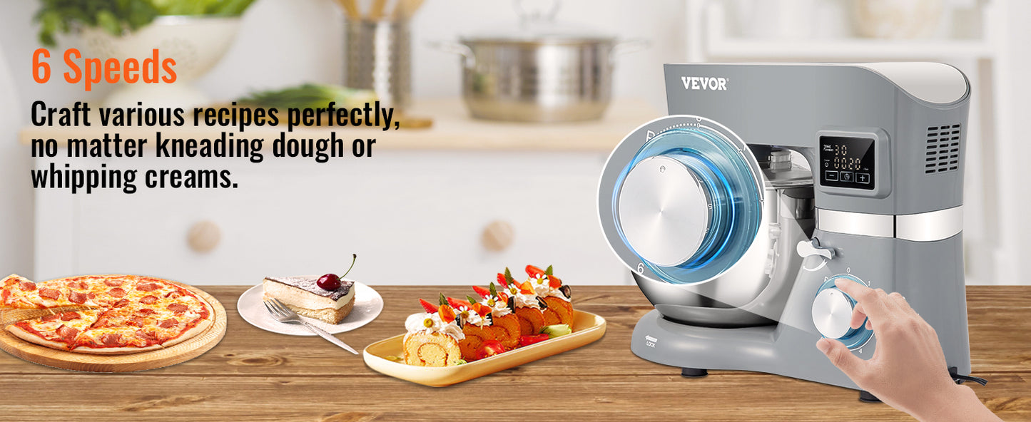 VEVOR Stand Mixer Electric Dough Mixer With 6 Speeds
