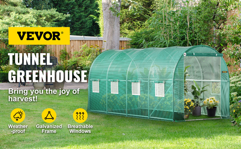 SucceBuy Walk In Tunnel Greenhouse Galvanized Frame And Waterproof Cover