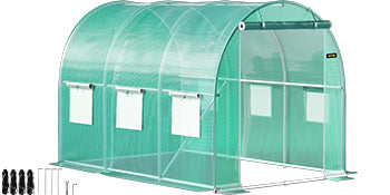 SucceBuy Walk In Tunnel Greenhouse Galvanized Frame And Waterproof Cover