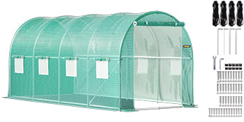 SucceBuy Walk In Tunnel Greenhouse Galvanized Frame And Waterproof Cover