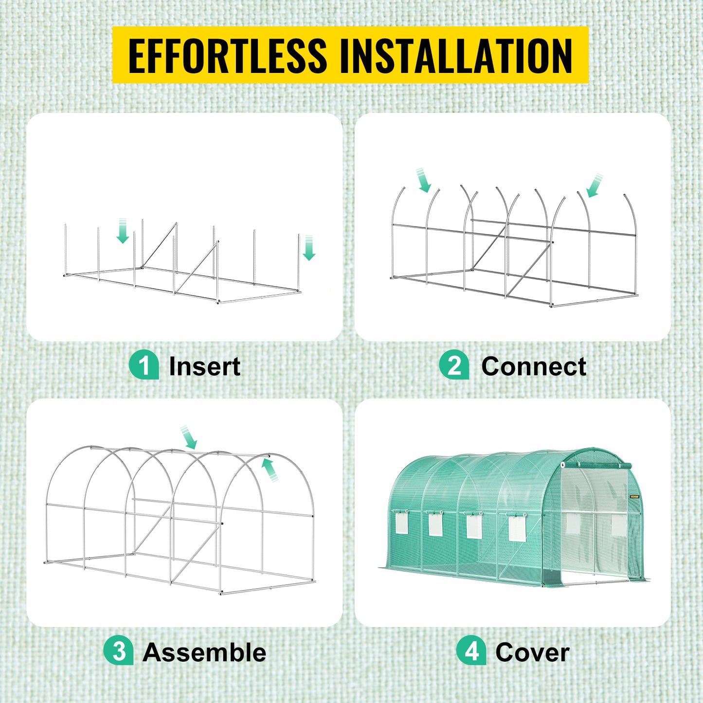 SucceBuy Walk In Tunnel Greenhouse Galvanized Frame And Waterproof Cover